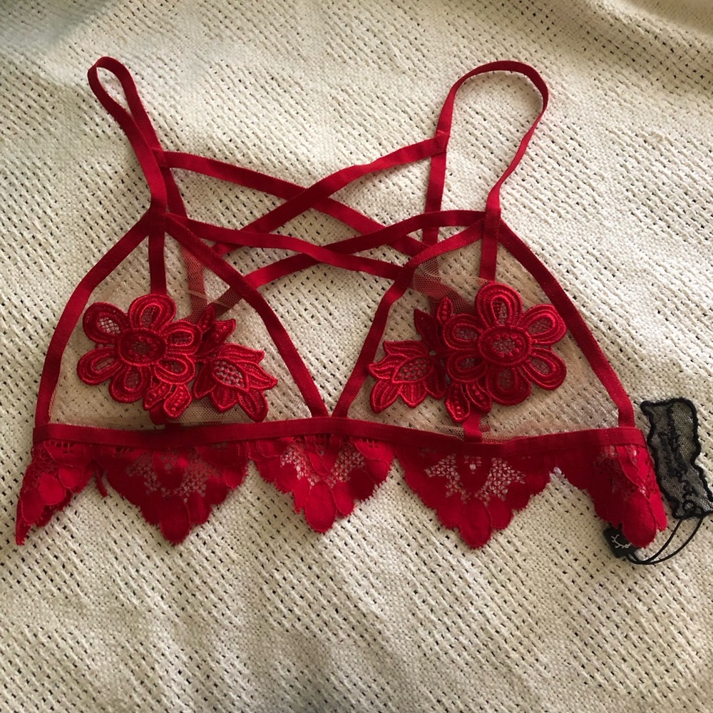 Red For Love & Lemons lacy bralette NWT